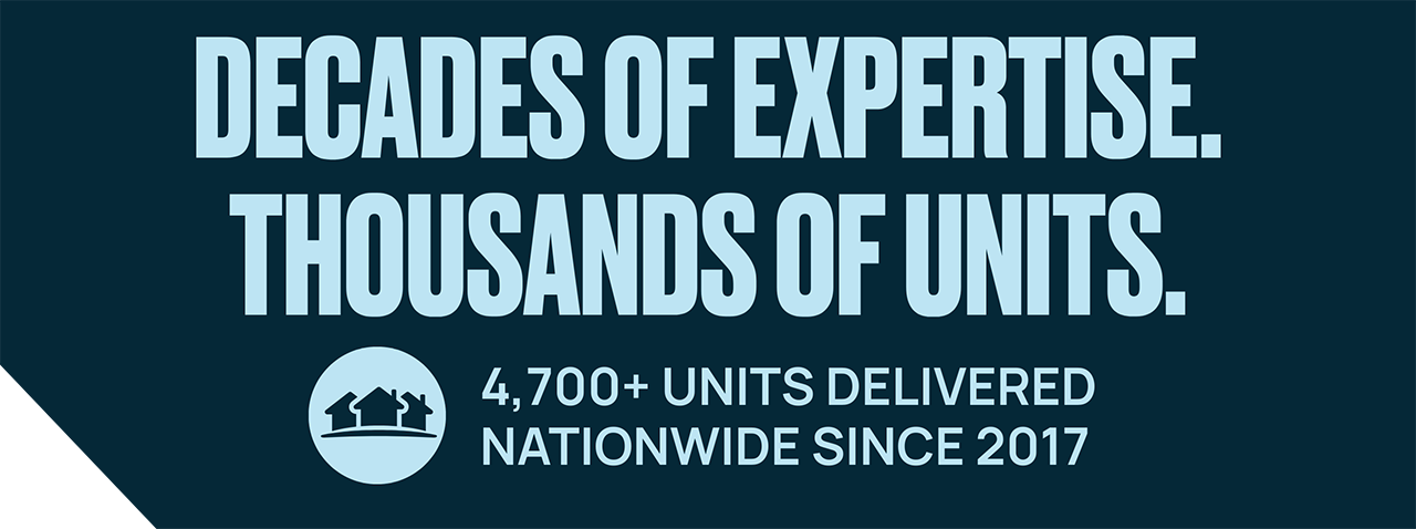 Infographic that reads: Decades of Expertise. Thousands of Units.